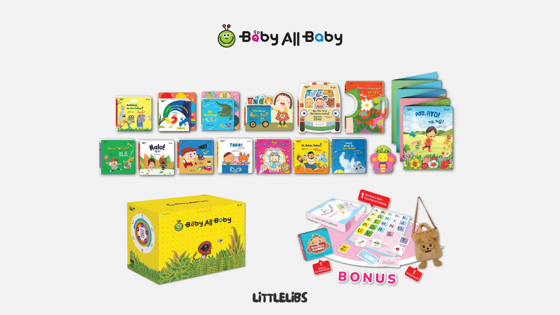 Paket Baby All Baby 15 buku interaktif untuk balita 0-3 tahun dengan tas dan bonus